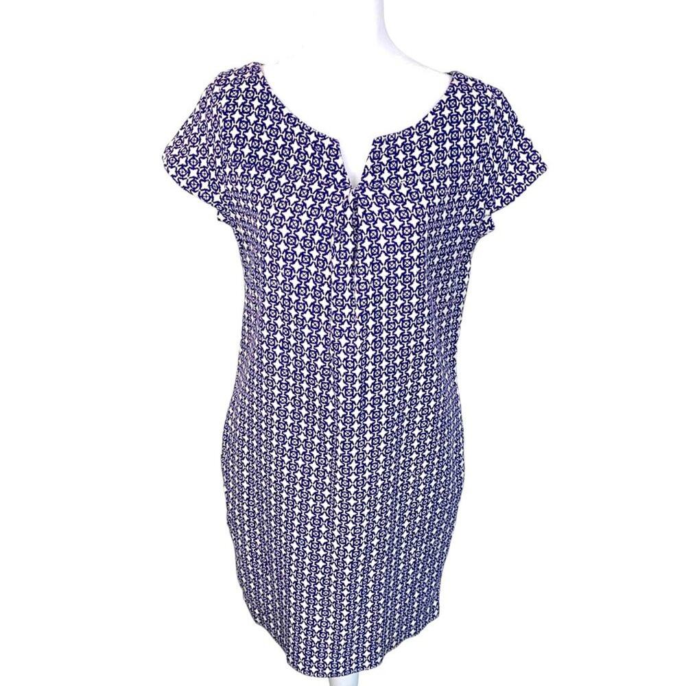 EUC Joe Fresh Blue and White Print Cotton Short Sleeve Lined Spring Dres…